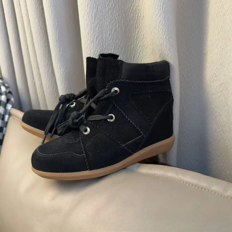 Luxe Designer Damesschoenen Mode Suède Enkellaarsjes voor Vrouw Prachtige Sport Casual Schoenen Hoogte Verhogen 7CM Botas Mujer