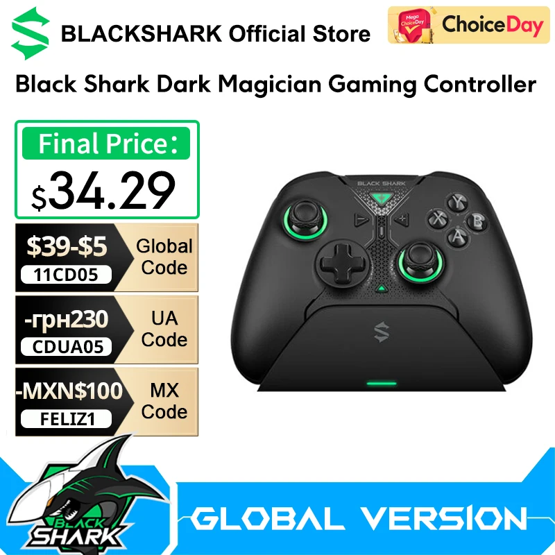 

Global Version Black Shark Dark Magician Gaming Controller 1000Hz Wired Report Rate 12-bit ADC 4096 Joystick Sampling Points