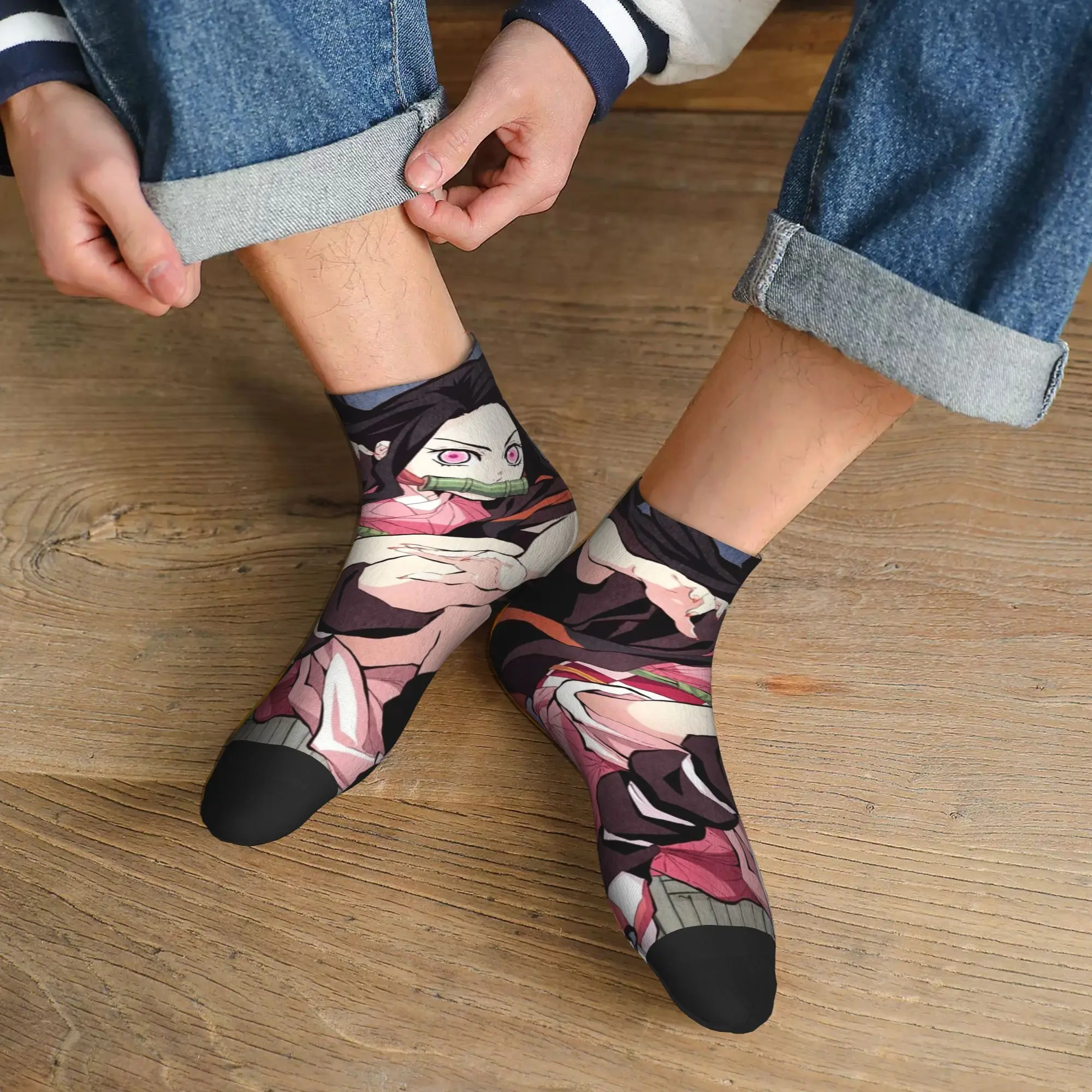 

All Seasons Kimetsu No Yaiba Demon Slayer Socks Harajuku Sport Middle Tube Socks Soft Funny Stockings for Men Women Gifts
