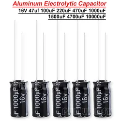 Condensador electrolítico de aluminio 1000uF 16V 8*16 47 100 220 470 1000 8x16mm 1500 4700 10000uf 4*7 5*7 6*7 8*12 16*30 10*20 13*25