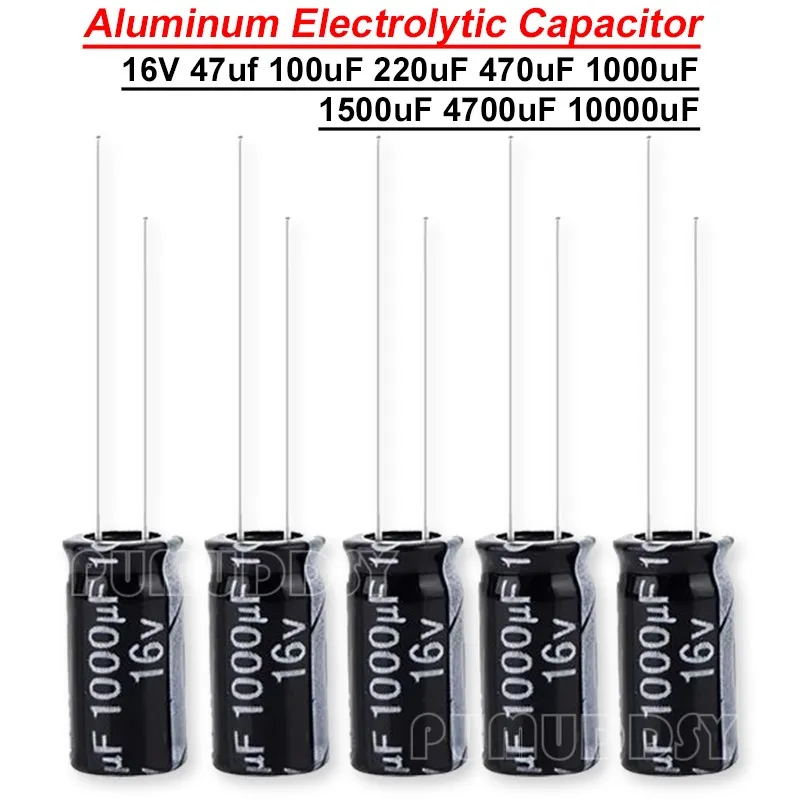 1000uF 16V Aluminiowy kondensator elektrolityczny 8*16 47 100 220 470 1000 8x16mm 1500 4700 10000uf 4*7 5*7 6*7 8*12 16*30 10*20 13*25