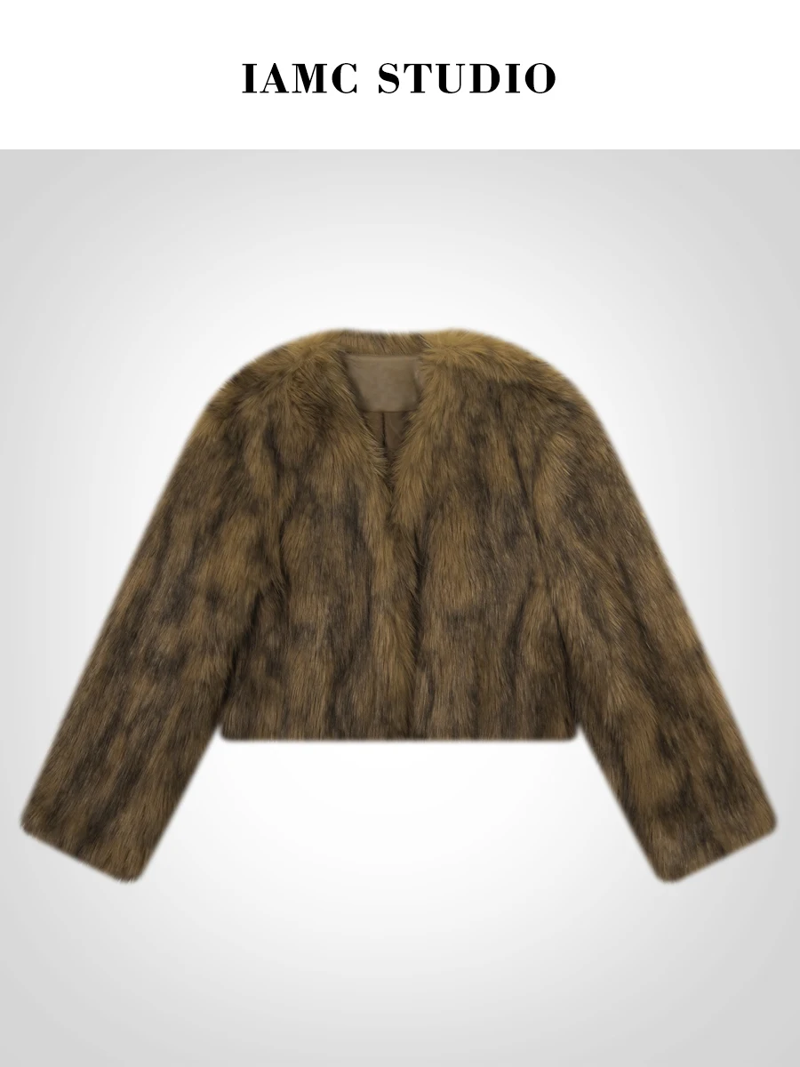 

IAMCPLUS Зимнее женское пальто для города, утепленное хлопком, роскошное короткое пальто с длинными рукавами из полиэфирного волокна