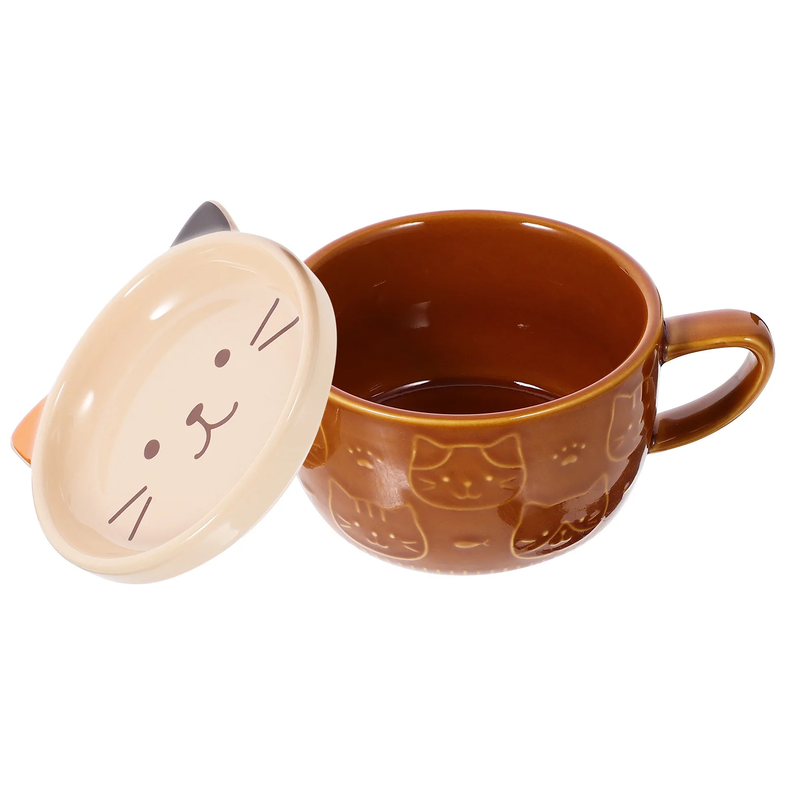 

Керамическая кофейная чашка с изображением кота и крышкой, милый мультяшный дизайн, кружка для латте для чая, молока, горячие и холодные напитки, бытовая офисная кофейная кружка