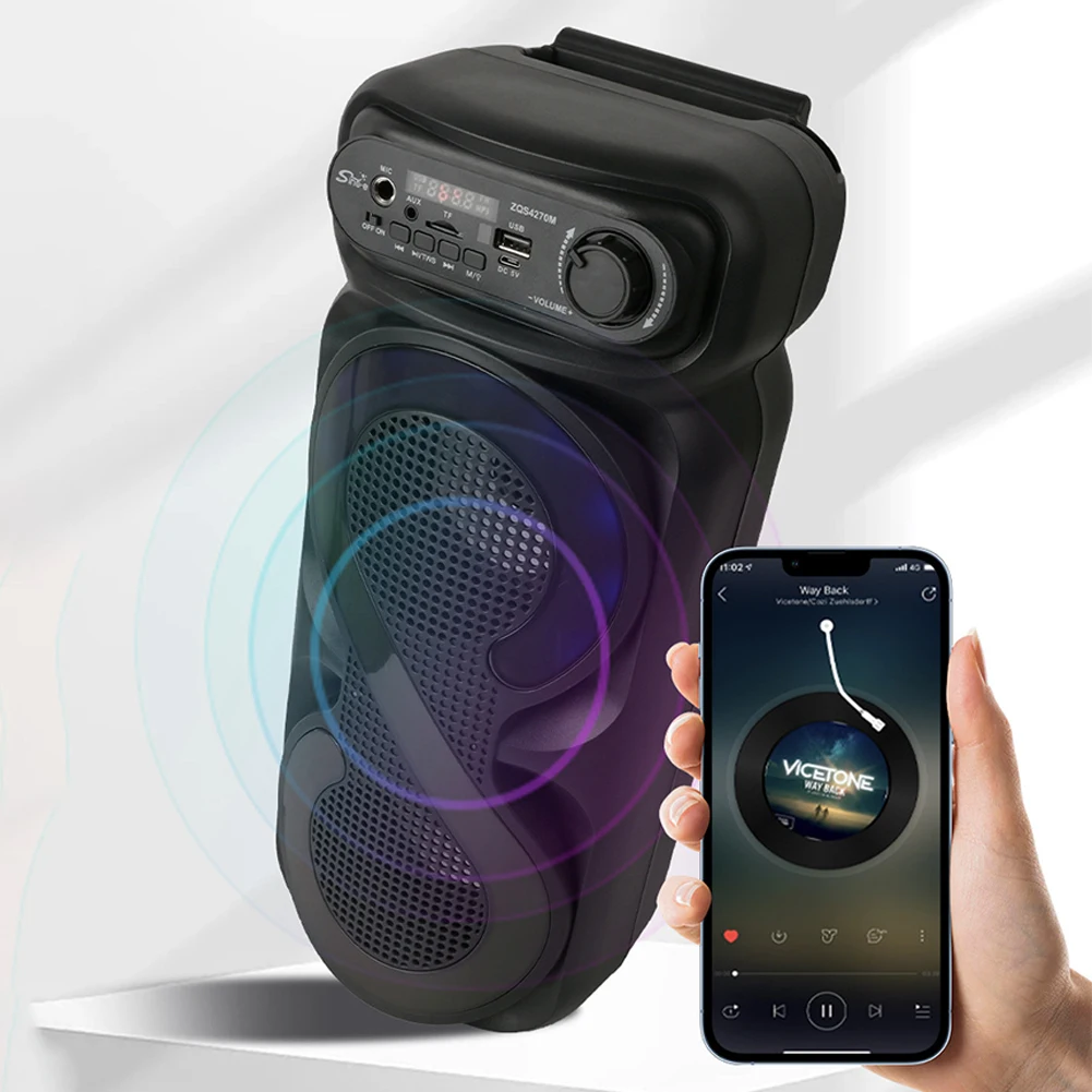 Bluetooth-Compatible Speaker Karaoke Speaker with RGB Light Portable Boombox USB/TF Wireless Speaker Remote Control for Karaoke