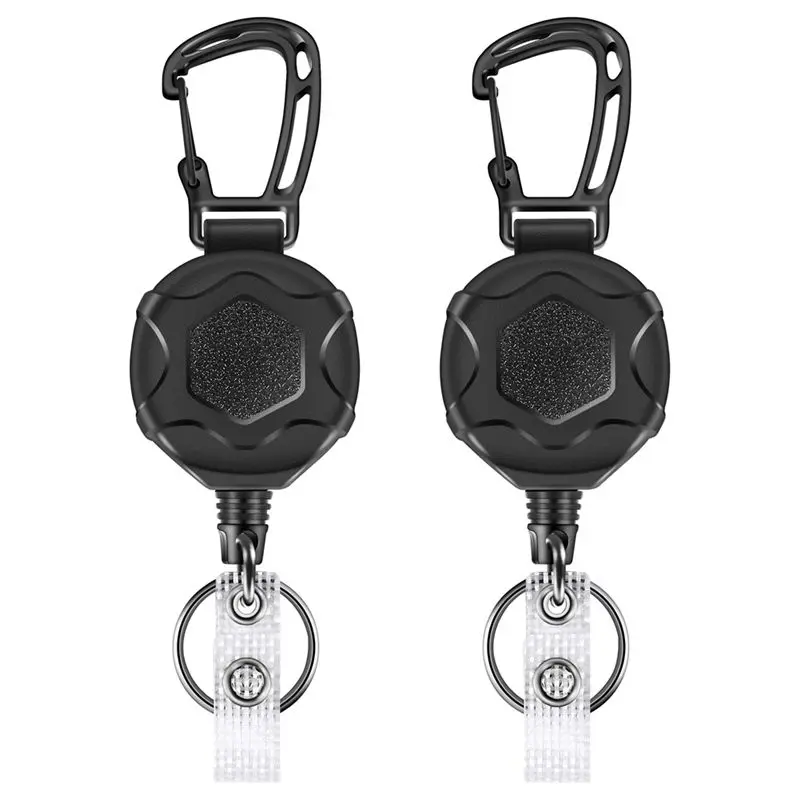 

ABZZ-Retractable Keychains Heavy Duty Badge Reel Retractable Id Badge Clip With Upgraded Mountaineering Buckle