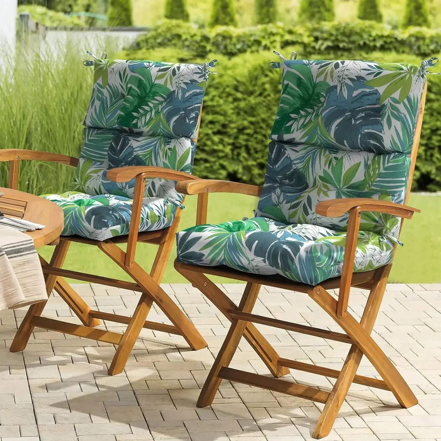 

[XMSJ]Outdoor Seat/Back Chair Cushion Patio Tufted High Back Cushion, Seasonal Replacement Rocking Chair Cushion with Ties