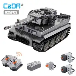 Cada 925pcs City Remote Control Ww2 Military Army Tiger Tank Building Blocks Weapon Bricks RC Vehicle Toys Gifts Children Boys