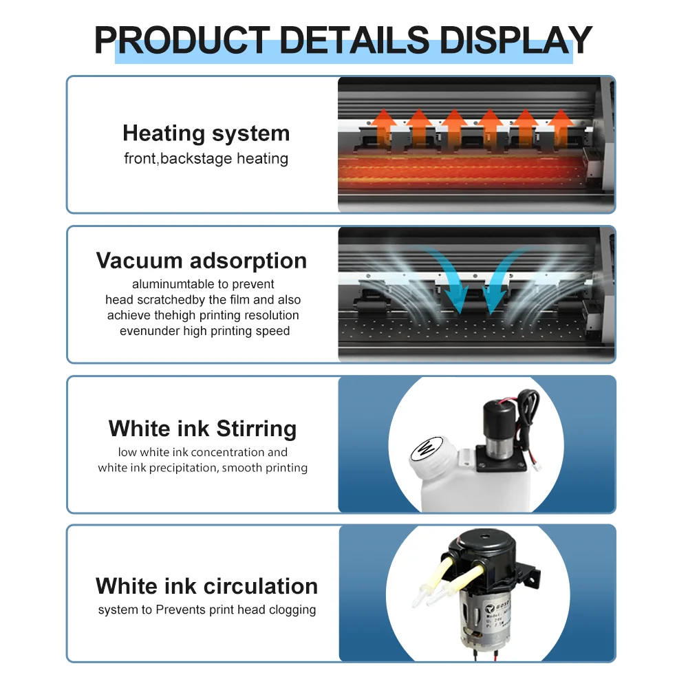 A1 DTF Printer Dual XP600/i1600/i3200 Print Heads with Powder Shaker Machine 60CM DTF Printing Machine For Textile dtf printer