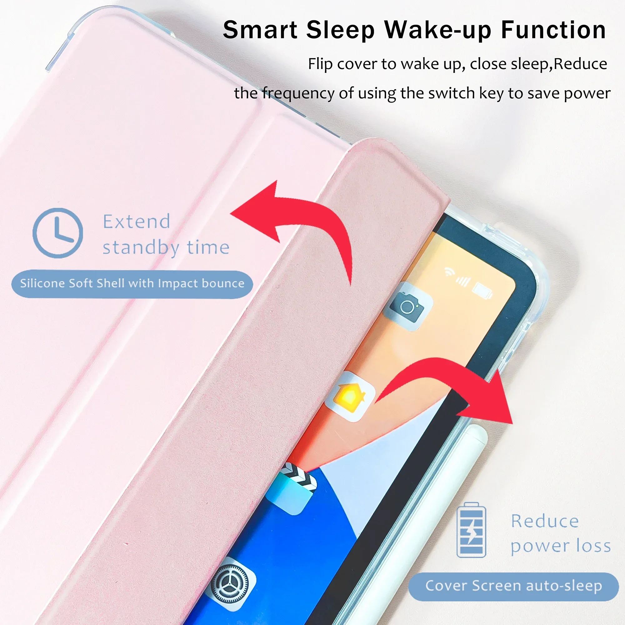 حافظة لجهاز IPad A16 2025 حافظة ثلاثية الطي HD غطاء شفاف مع قلم رصاص لجهاز iPad 11th Generation A3355A3356 غطاء لوحي 11"