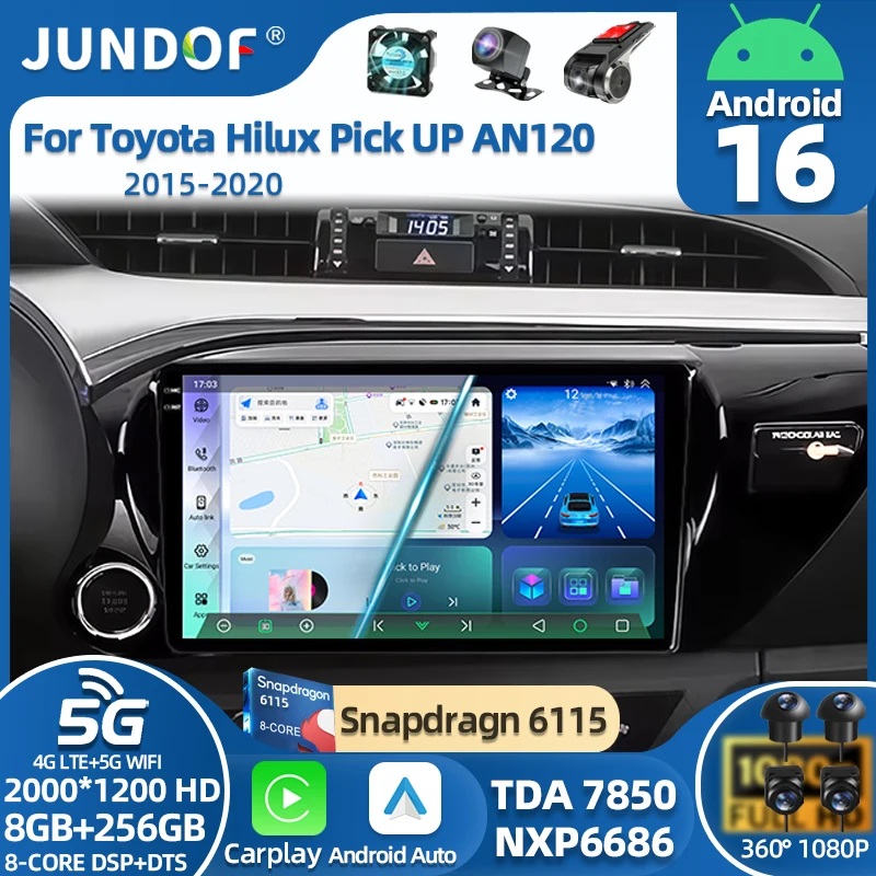 

Car Android 16 For Toyota Hilux Pick Up AN120 2015 - 2020 LHD 5G WIFI GPS Navigation Stereo Auto Radio Multimedia No 2din