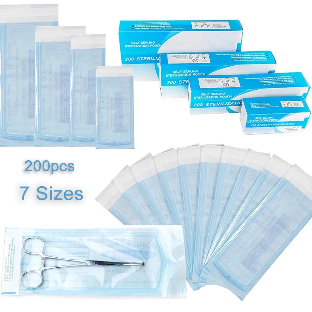 200pcs/box Self-sealing Sterilization Pouches Bags Tattoo Dental Nail Art Puncture Bags Tattoo Accessories Tool Storage Bag