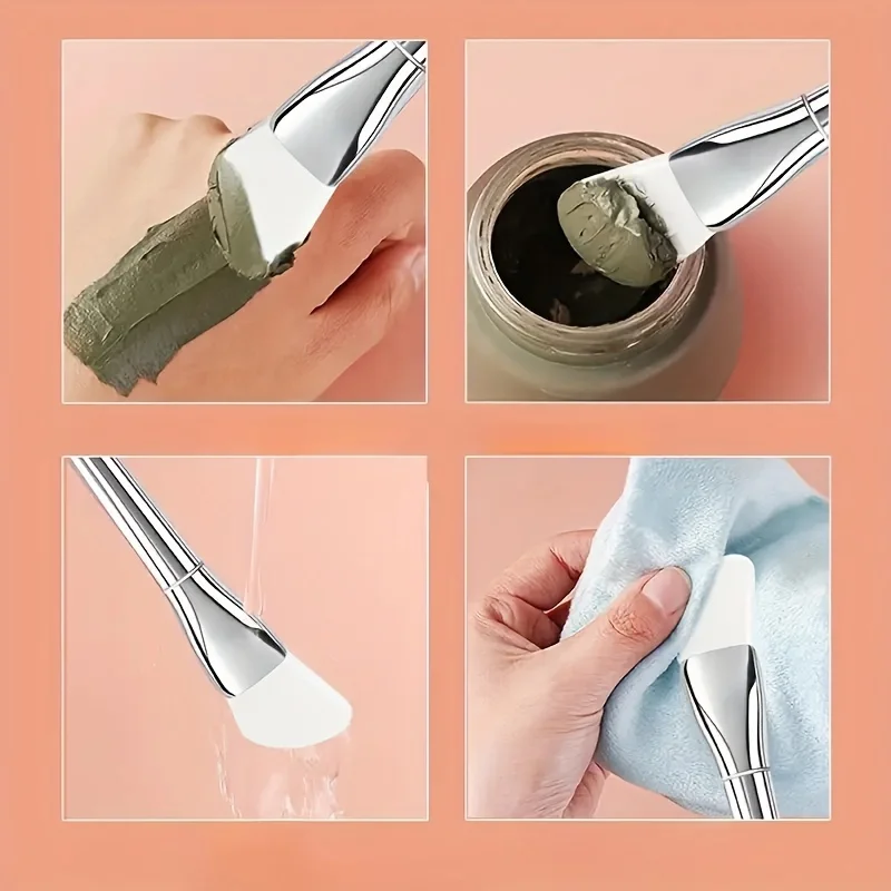 4 Uds mango de Metal máscara Facial cepillo de barro base profesional cepillos para contorno de cara cuidado de la piel cosméticos portátiles herramientas de belleza