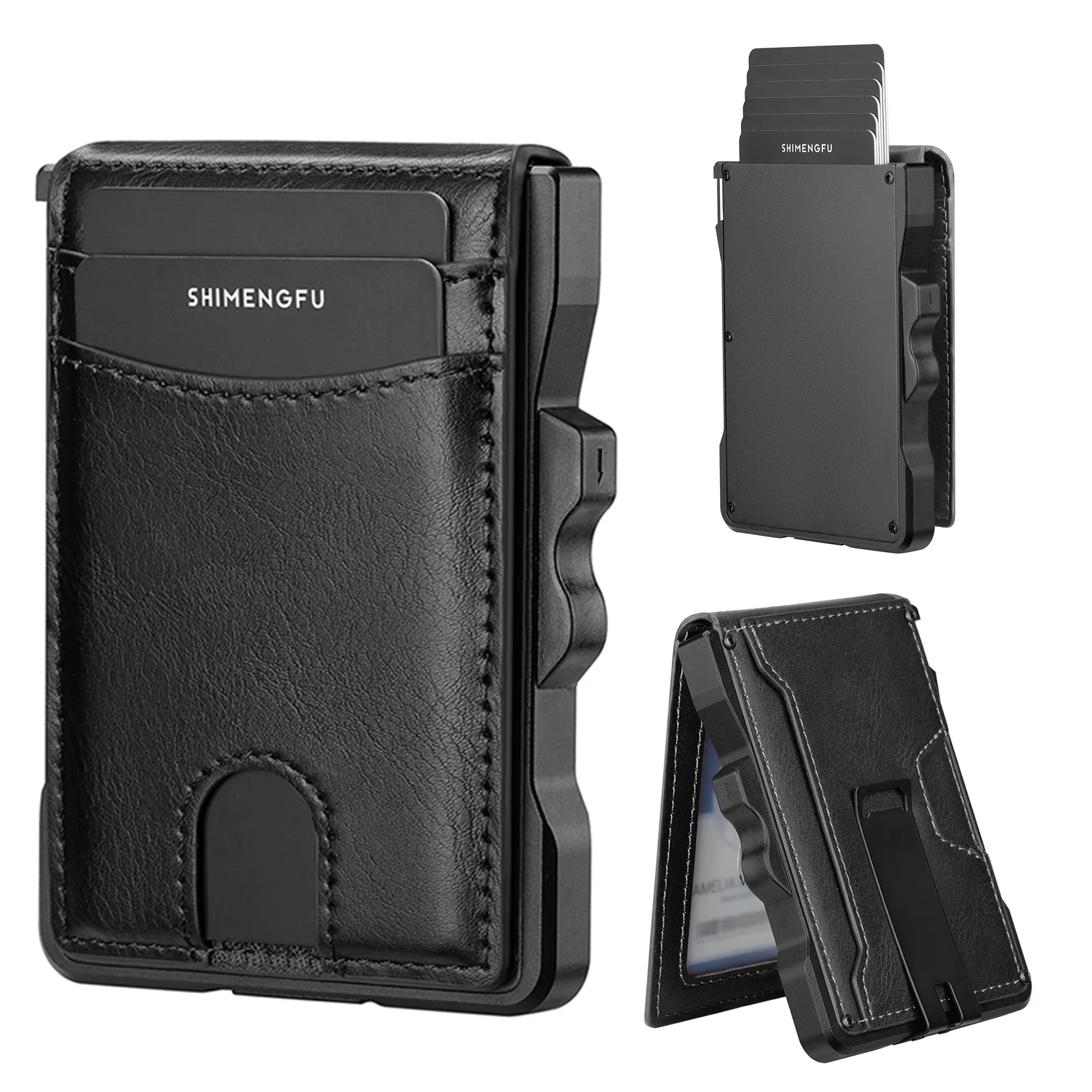 Normcore/Minimalist Style Coin Purses: RFID Blocking Leather Aluminum Money Card Holder Wallet for Secure Storage of Your Cards