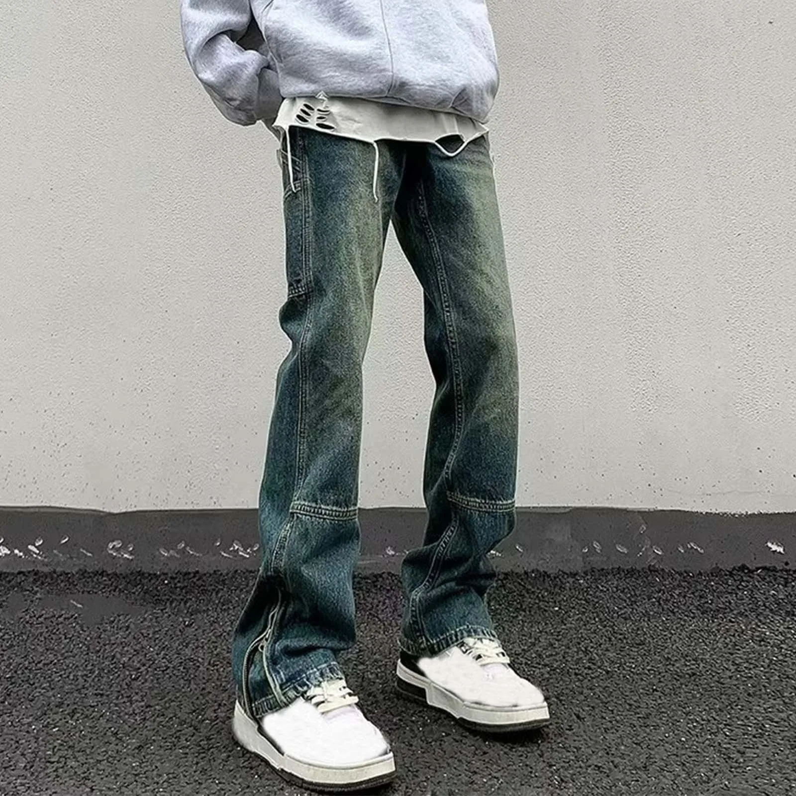 

Vintage American Style Men's Jeans Loose Fit Casual Hip Hop Slim Fashion Trend Spring Autumn New Arrival Straight-leg Pants