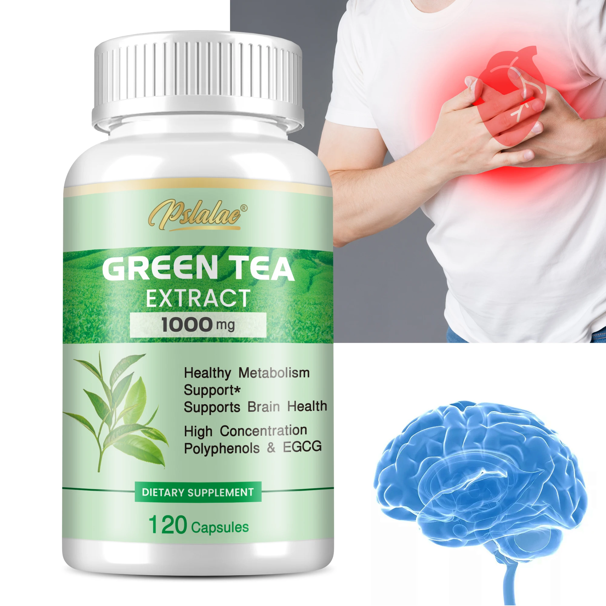 

Green Tea Extract - Supports Energy Levels, Cleanses and Detoxifies The Intestines, Boosts Metabolism Fat Burner