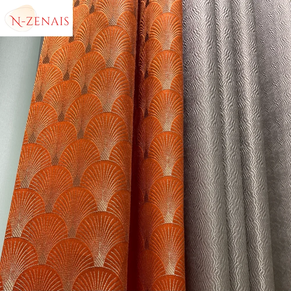 

Fashion Patchwork Orange Blackout Luxury Curtains for Living Room Bedroom Dining Room Dinette Print Elegant Decoration Window