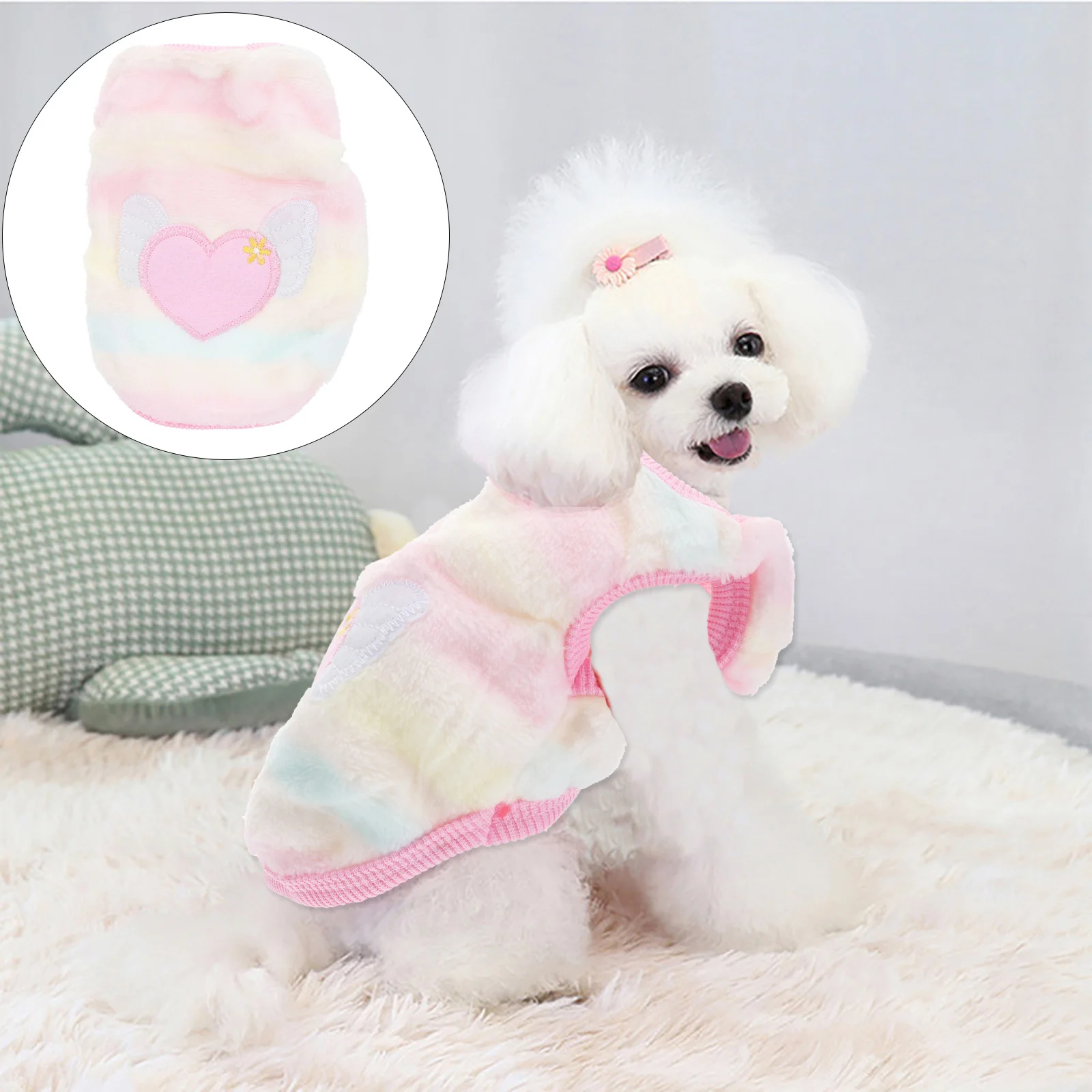

Autumn Winter Warm Cartoon Dog Clothes Size L Flannel Puppy Vest Small Chihuahua French Pet Costume Warm Vest Pet Clothes