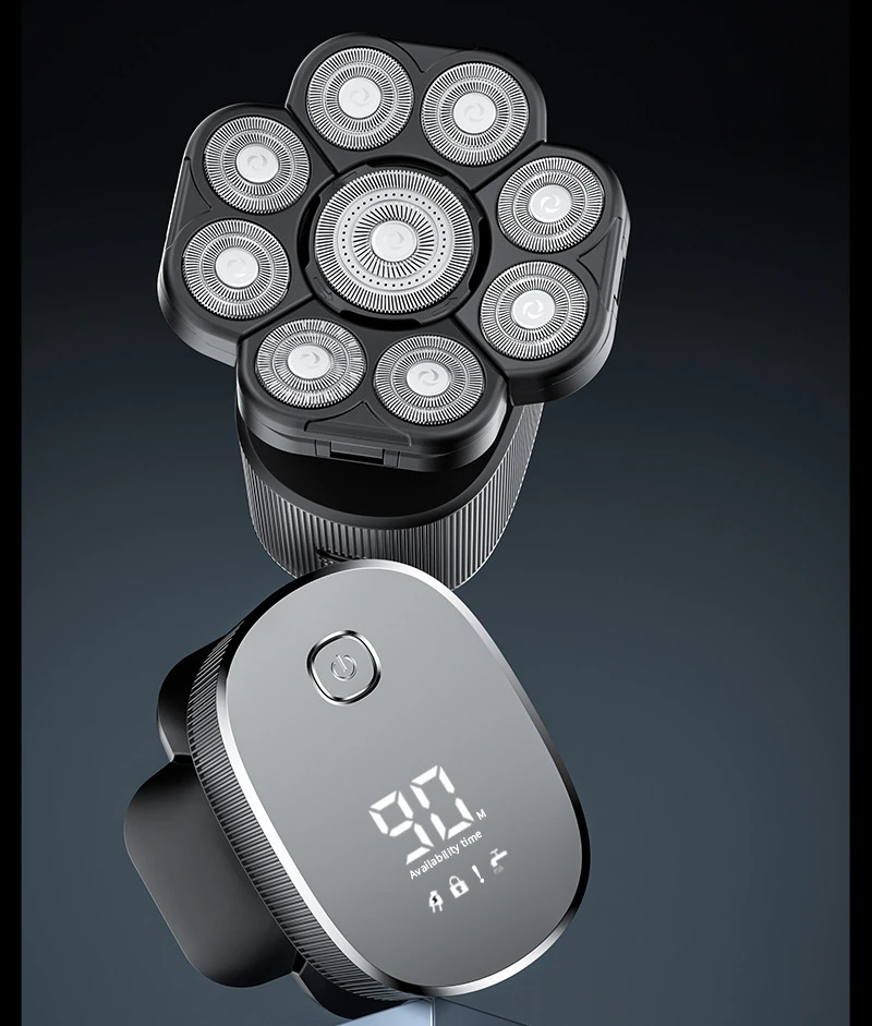 

Portable Electric Shaver Digital Display Nine Cutter Head Six-in-One Charging TYPE-C Mini USB Power Source Travel Beard Trimming