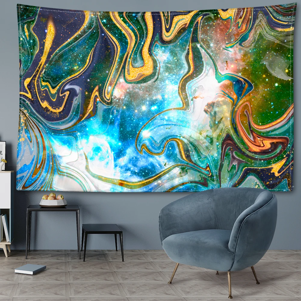 Blue purple dreamy marble printed tapestry retro style decorative wall hanging art wall hanging decoration