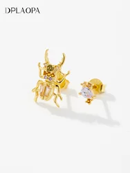 DPLAOPA 925 Women New Sterling Silver Animal Zircon Stud Earring Pirecing 2024 Fine for Women Cute Bumble Beetle Earrings