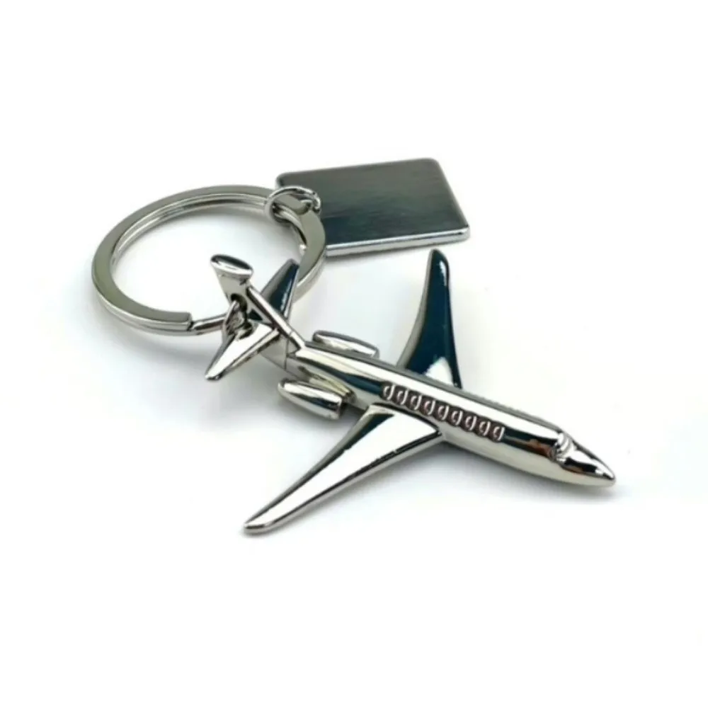 New Metal Aircraft Keychain 3D Model Black Simulation Airplane Keychain Key Holder Aviation Key Chain Bag Decoration