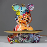 Graffiti Abstract Bear Figurine Home Decoration Animal Statue Keys Storage Shelf Modern Room Sculpture Table Decor Candy Storage