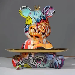 Graffiti Abstracte Beer Beeldje Huisdecoratie Dierenbeeld Sleutels Opslag Plank Moderne Kamer Sculptuur Tafel Decor Snoep Opslag