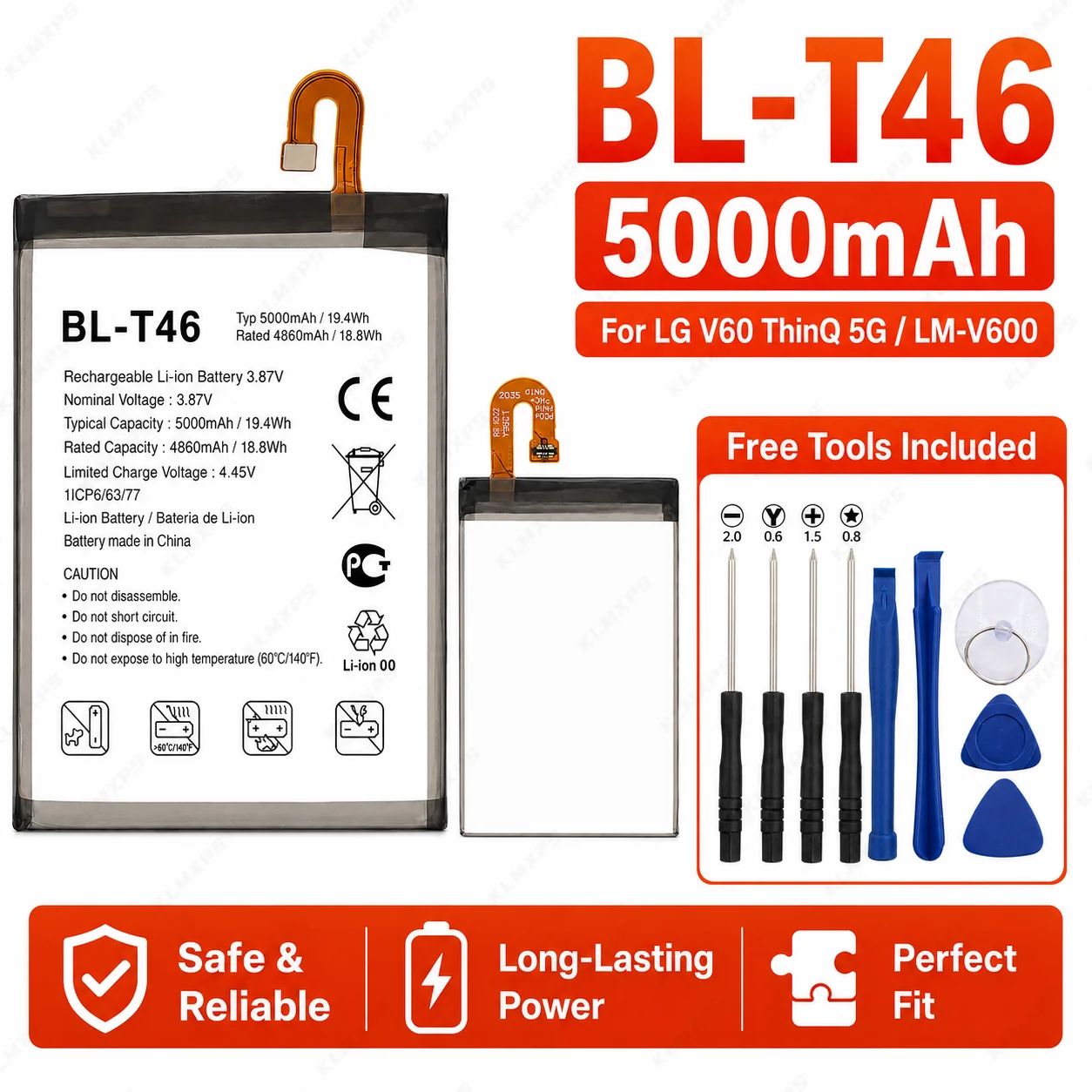 Replacement Phone Battery BL-T46 5000mAh For LG V60 ThinQ 5G LMV600VM V600VM V600QM5 with Tools Mobile Battery