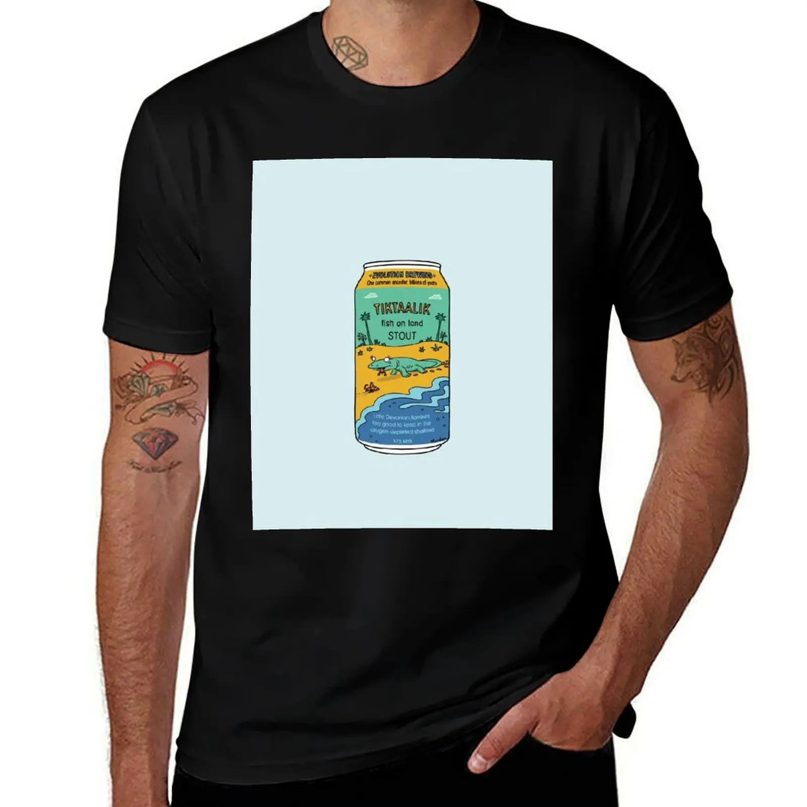 Evolution Brewing Tiktaalik Fish on Land Stout T-Shirt Street Style Casual Tee Shirt