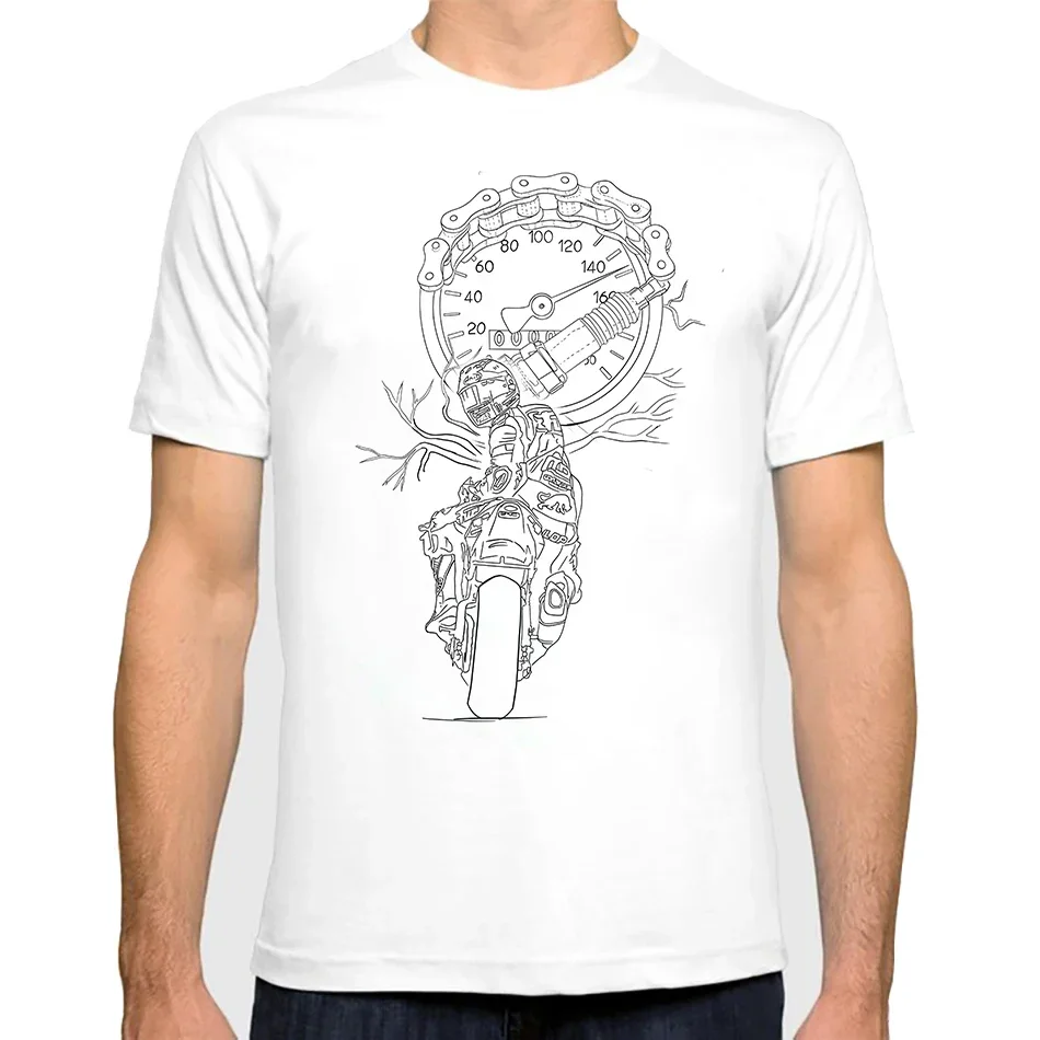 

Motorcycle Piston Engine Machinery Print T-Shirts Men Summer Breathable Short Sleeves Loose Oversized Vintage Tee