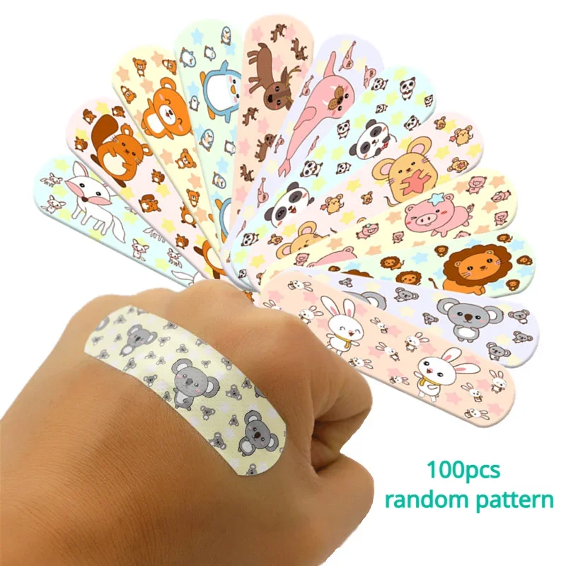 100pcs/set Cartoon Band Aid Strips Kawaii Wound Plaster Adhesive Bandages Dressing Patch Non-transparent Transparent Available