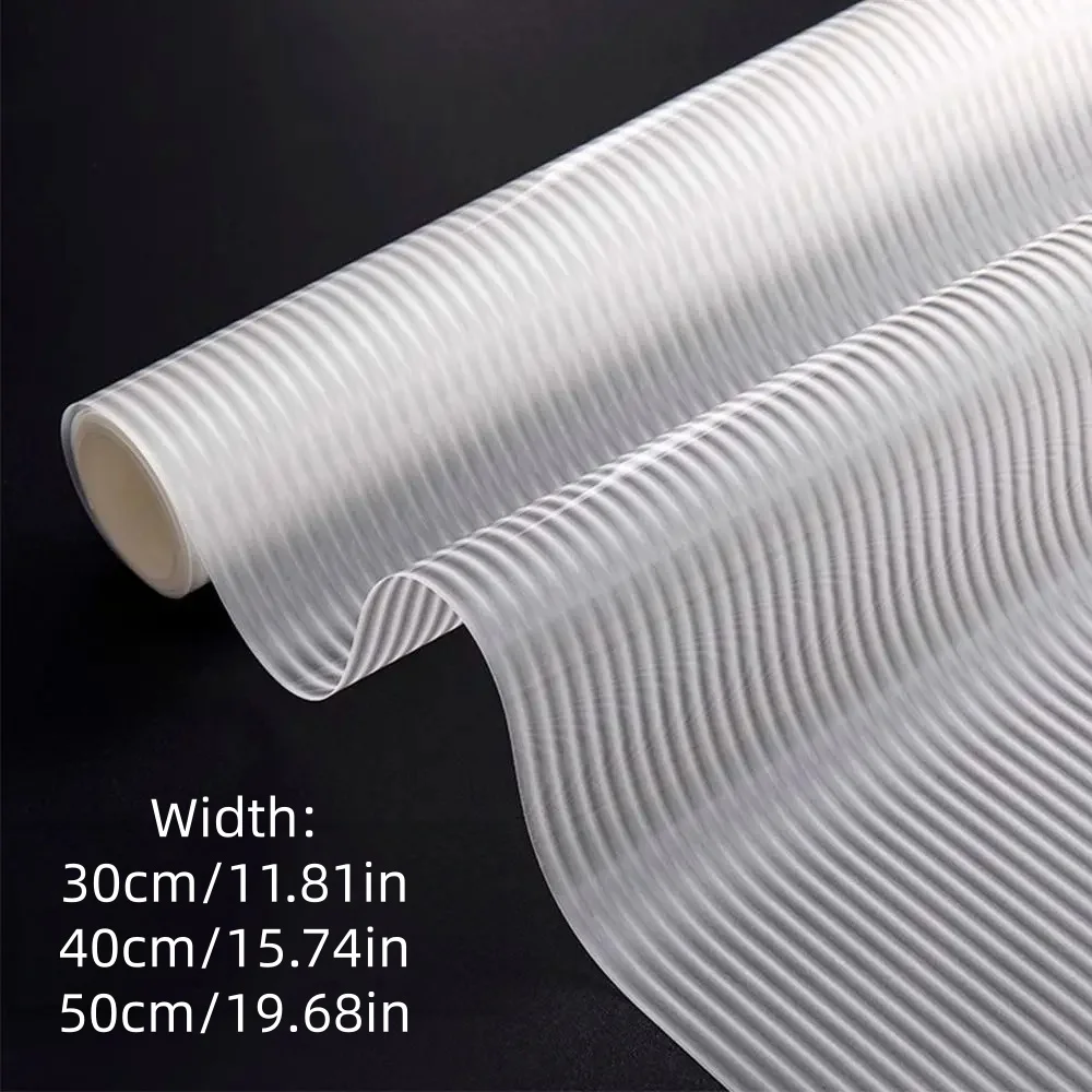 Reeded Glass Window Privacy Film, Non Adhesive Frosted Glass Window Film, Static Cling, Removable, UV Heat Blocking, Anti-Glare