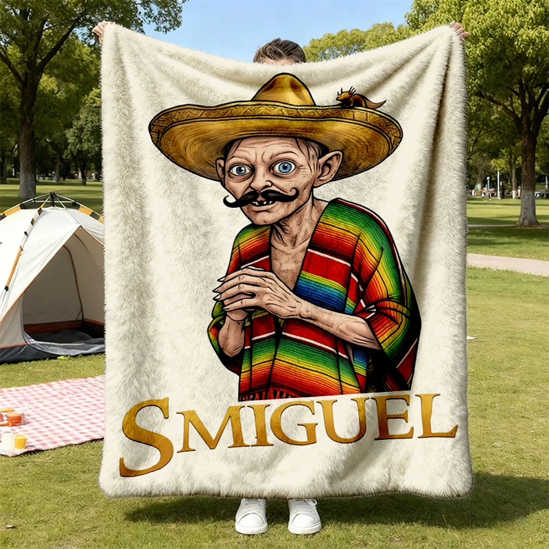 Smiguel Mexican Sombrero Funny Mexican Culture Parody Flannel Throw, Epic Fantasy Humor, Middle Earth Fan Gift, Funny Ex