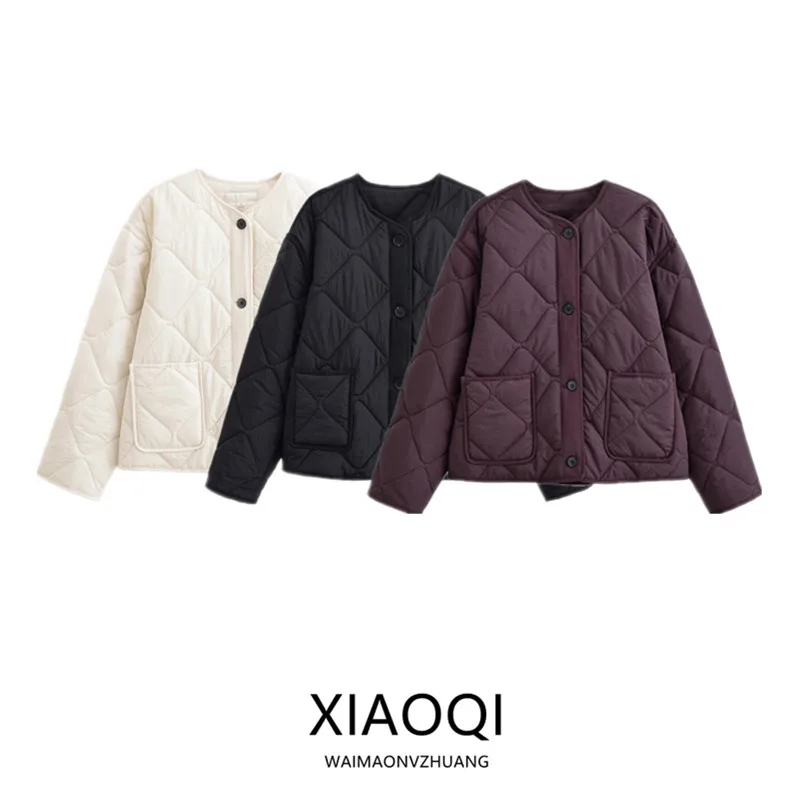 

Новинка осени 202, женская хлопковая куртка для поездок на работу, простой узор, универсальный коврик, женская верхняя одежда