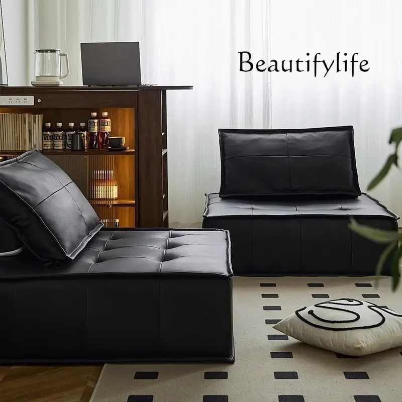 Tofu block sofa can be combined with straight row bedroom cream wind square floor lazy small apartment sofa