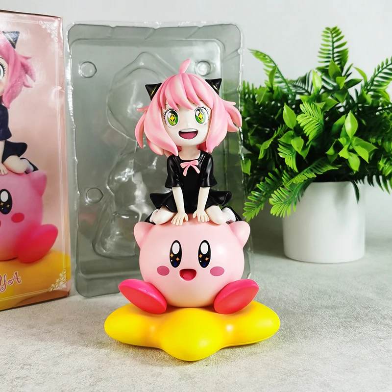 

19cm Anya Forger Kirby Kawaii Model Spy × Family Anime Figure Desktop Decoration Statue Garage Kit Toys Doll Kids Birthday Gifts