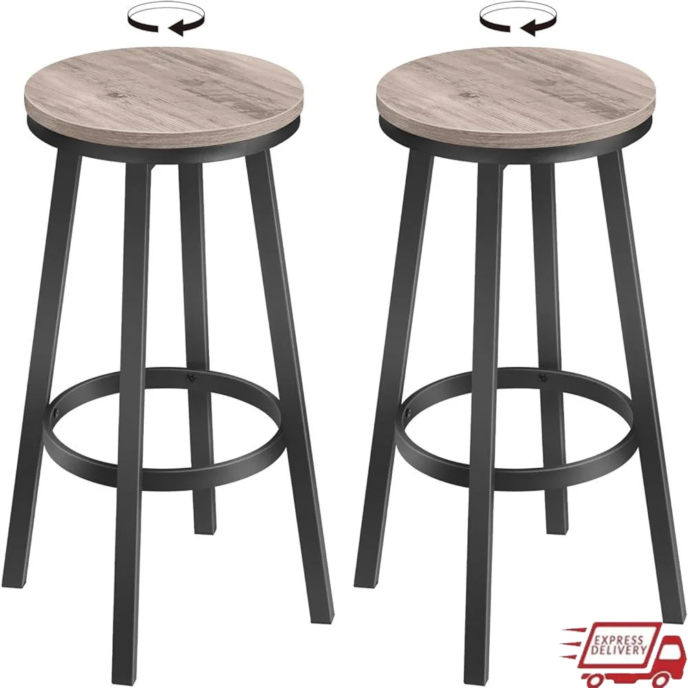 

Swivel Bar Stools Set of 2 Rotating Kitchen Counter Stools with Footrest 360 Degree Adjustable Height Comfortable Dining Chair