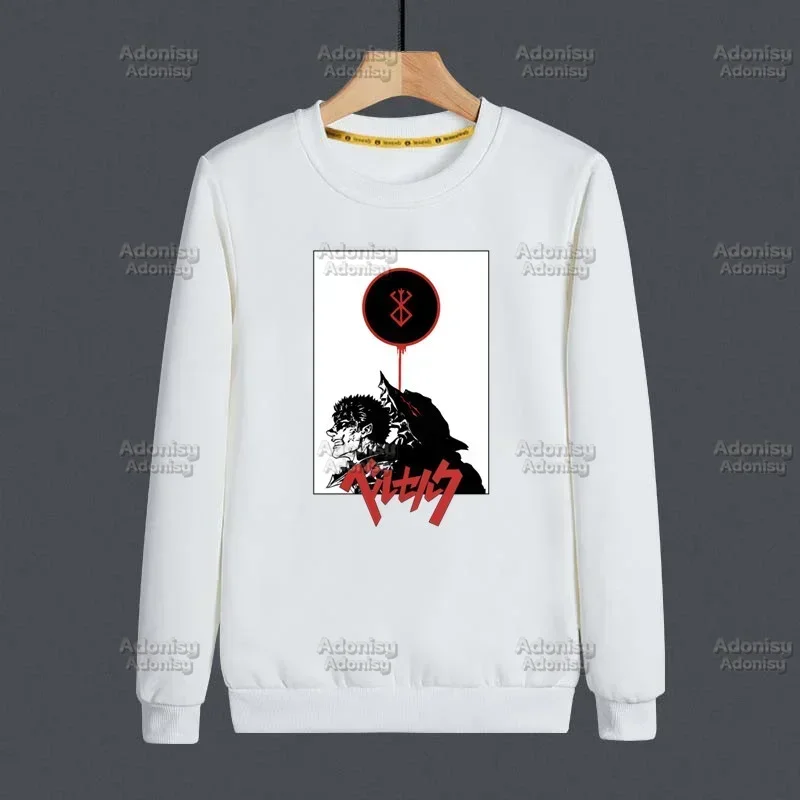 Berserk Guts Swordsman Gatsu Sacrifice Zodd Mens Hoodie Autumn Hip Hop Streetwear Pullover Sweatshirts White Color Tops