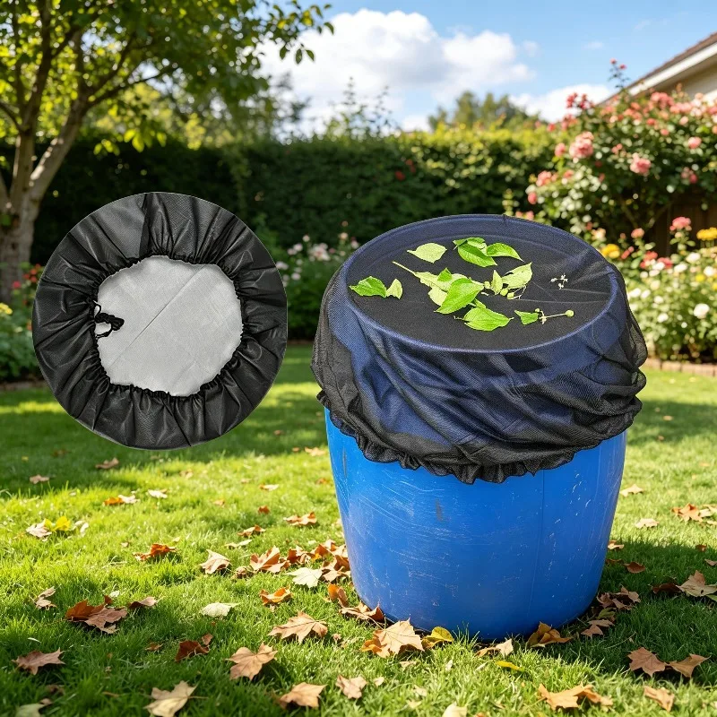 Rain Bucket Net Cover Rain Bucket Sieve Bucket Lid Rainwater Collection Bucket Net with Drawstring Collection Box Net Cover