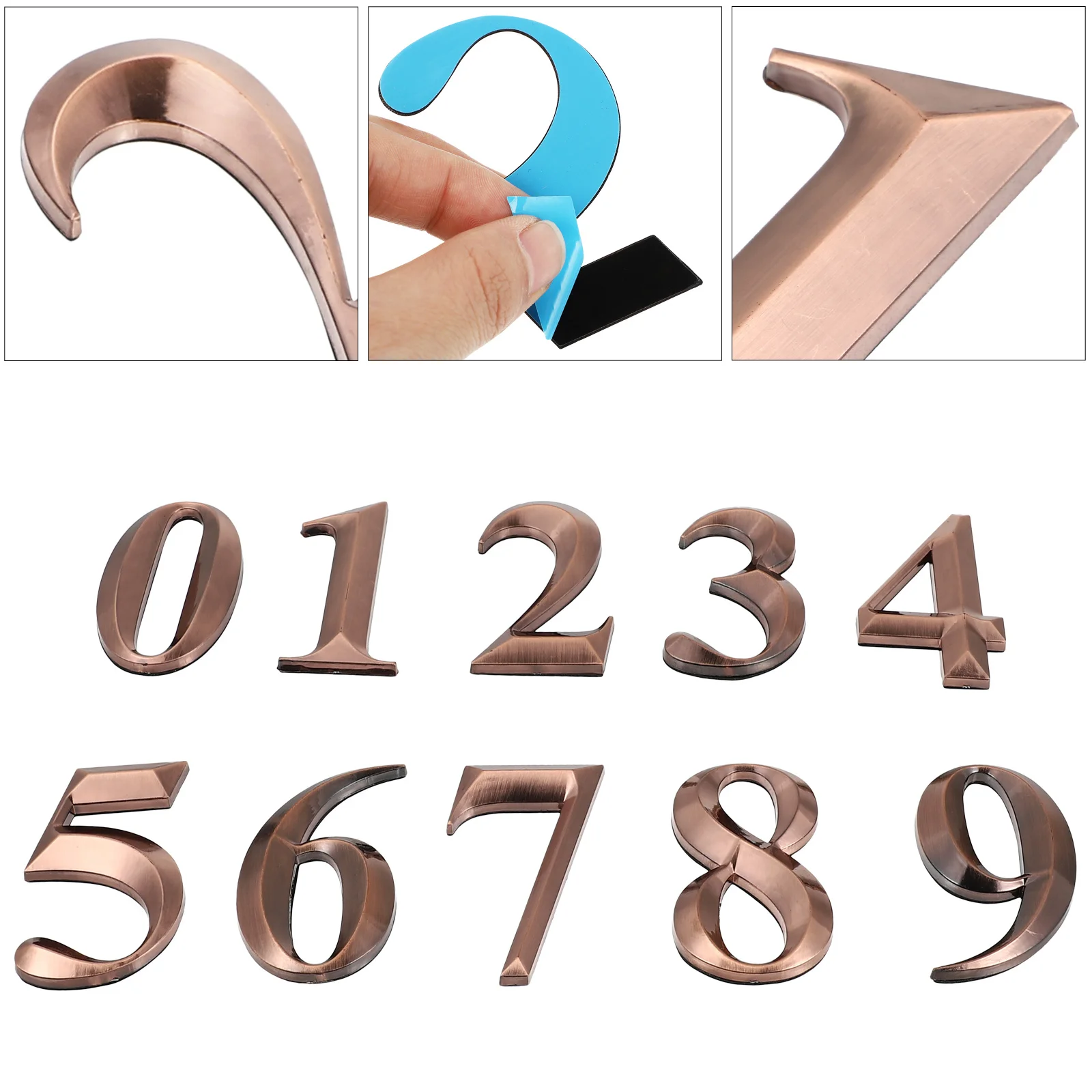 10Pcs 3D Door Number Sticker Style Self Adhesive Mailbox Numbers Decal High Quality ABS Resin Material Durable