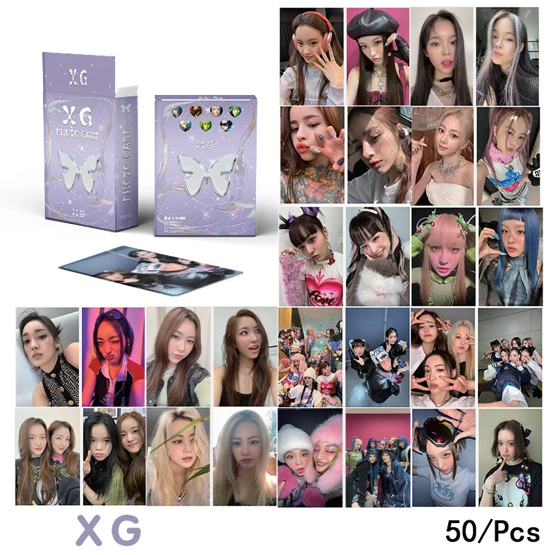 conjunto cartao laser xg girl group album lomo cartao jurin chisa hinata harvey juria fa colecao presente cartao de foto cartao postal kpop 50 pecas 01