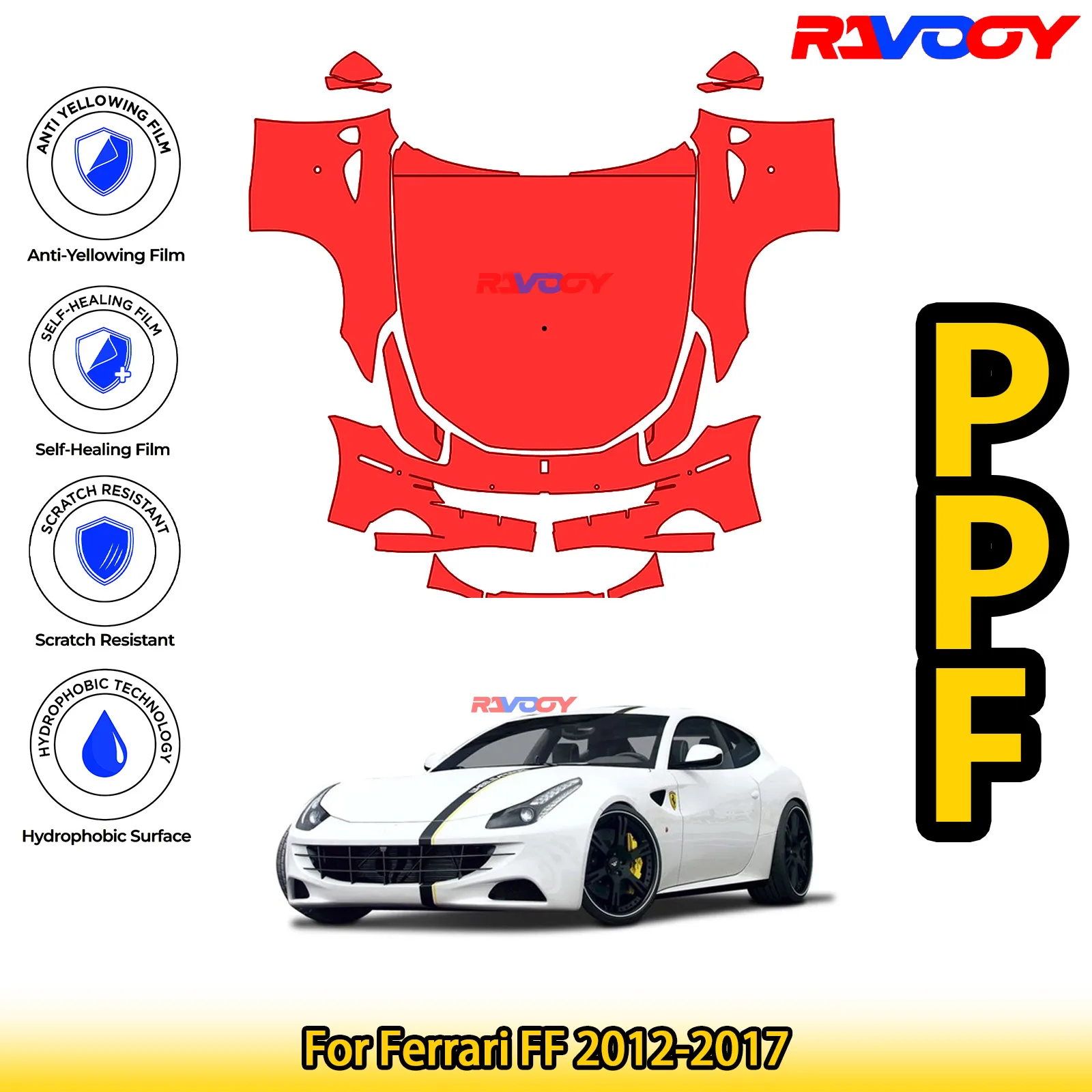 

For Ferrari FF 2012-2017 Glossy Matte Black Precut front PPF Kit Paint Protection Film