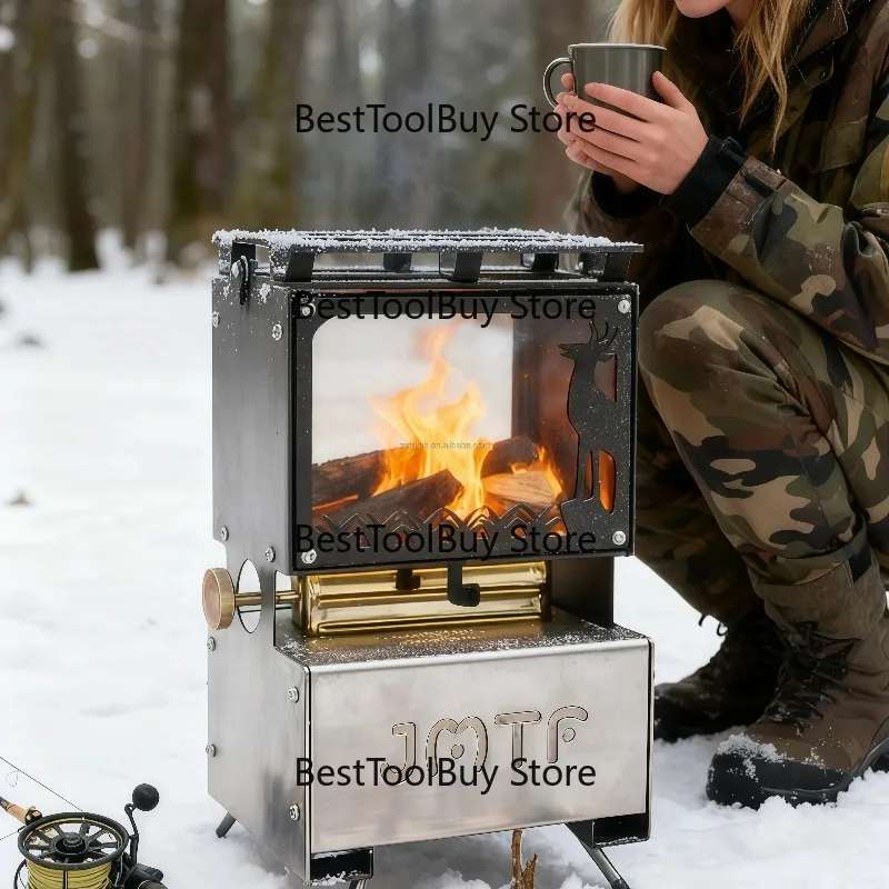 Outdoor Tent Heater Foldable Wood Burning Stoves Camping Tent Stoves With Chimney for Winter Fishing Tent Stoves