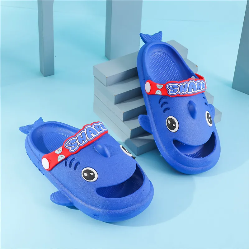 Shark slippers Children's indoor non-slip silent boys and girls summer baby home bathroom cute Bao head slippers