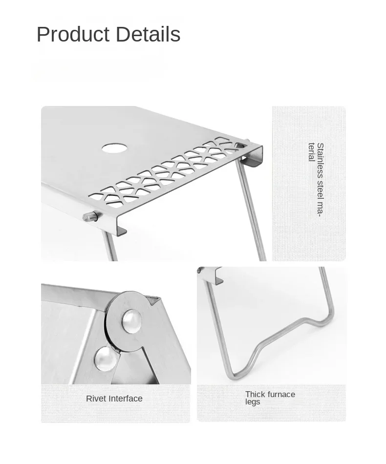 Outdoor Ofen Kopf Klapptisch Camping Zubehör Edelstahl Tragbare Tee Tisch Mehrzweck Spleißen Grill Tisch – Detail 9