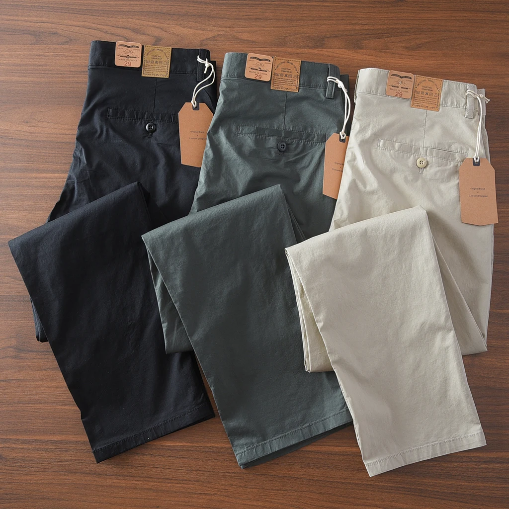 

2025 Autumn New American Retro Comfortable and Breathable Thin Cargo Pants Loose Men's Fashion Multi-pocket Casual Trousers