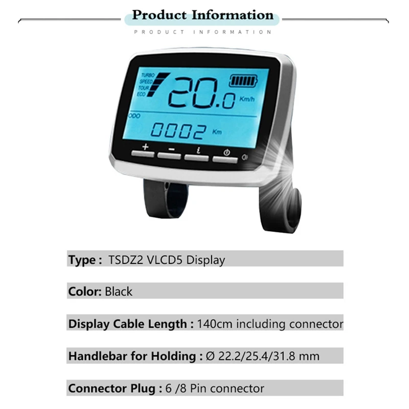 Electric Bicycle VLCD5 8Pin Display With USB Plug For TONGSHENG TSDZ2 Mid Drive Motor Accessories