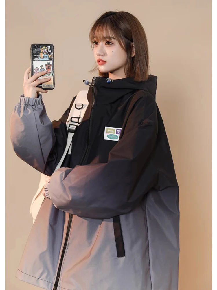 

Men's adient Color Hooded Jaet Outdoor Climbing Windproof Waterproof American Sle Functional Casual Loose Fit Jaet