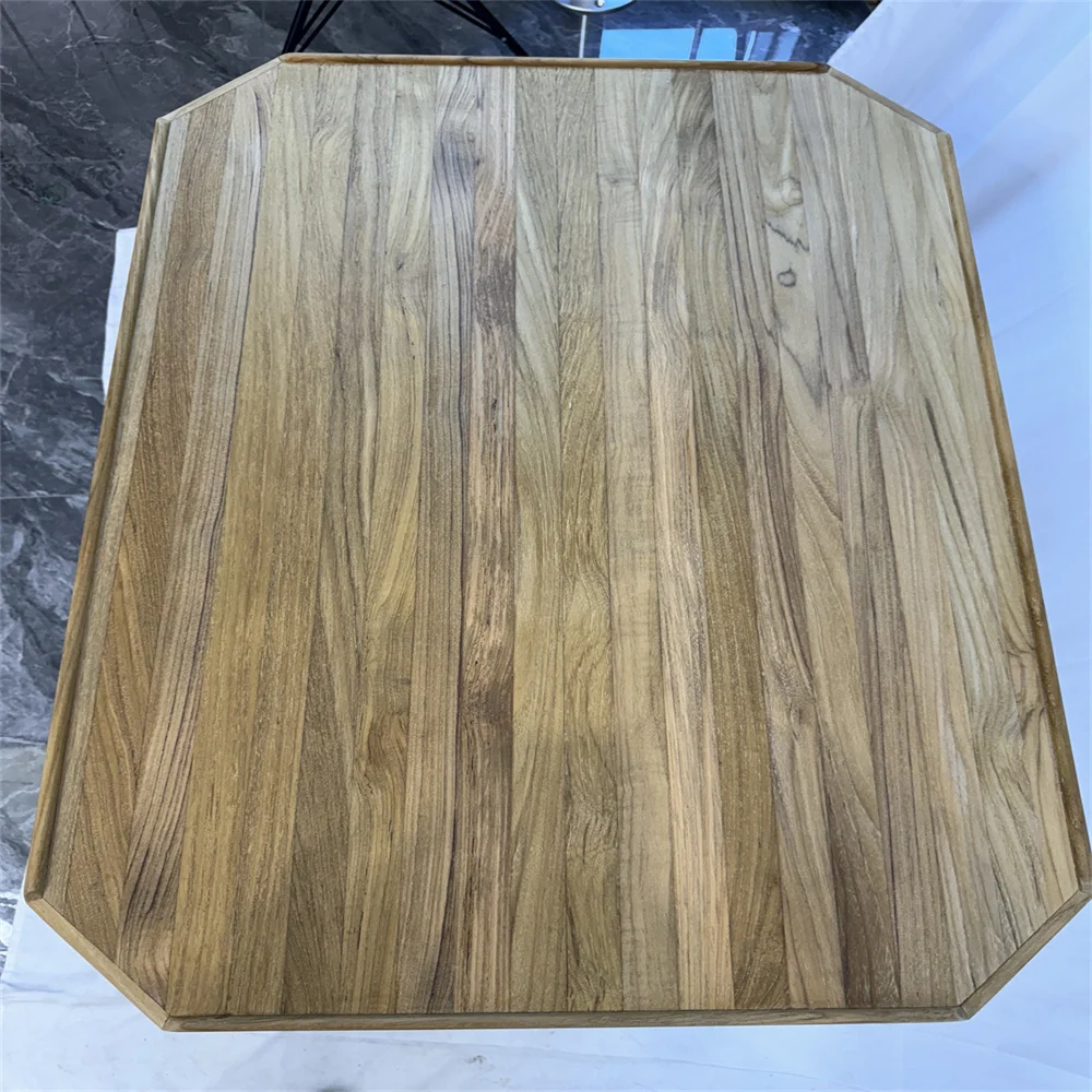 Boat Rectangular Teak Table Top 610x900mm,24x35.4 Inch Plain Cut Corners Fiddles Around Table Marine Yacht RV TV6090