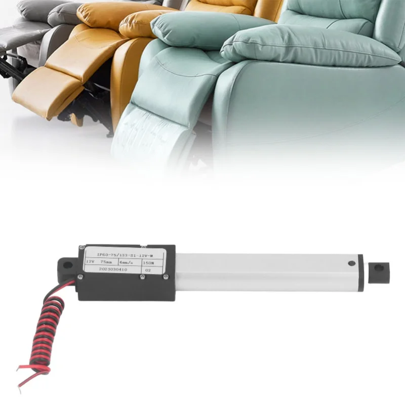 

Электрический микролинейный актуатор 150Н с многоуровневой защитой, миниатюрный электрический привод, ход 75 мм, 12В, без кронштейна